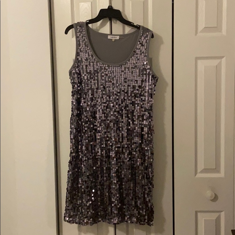Calvin Klein Silver Sequin Dress